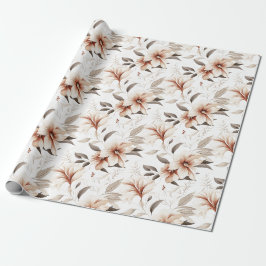 Papel De Presente Aquarela de Flor Silvestre Rosa