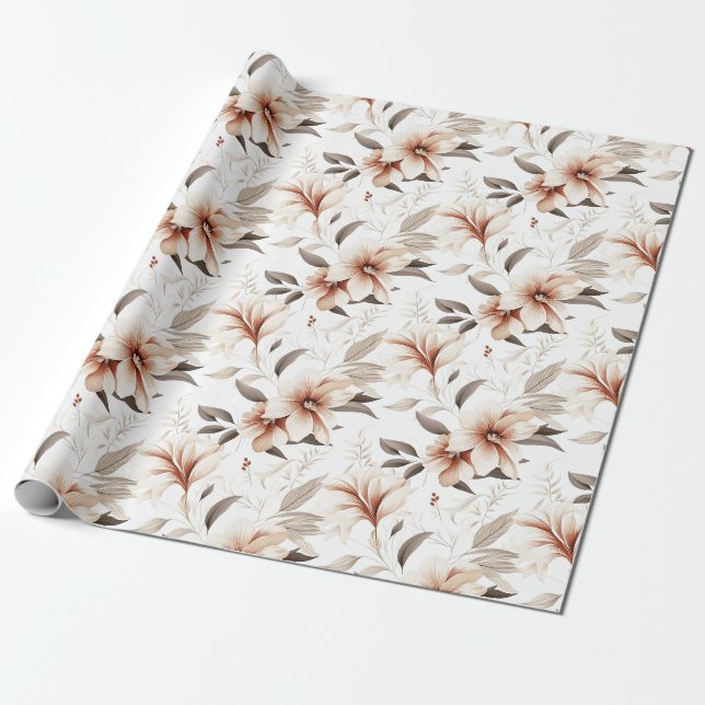 Papel De Presente Aquarela de Flor Silvestre Rosa (Desenrolado)