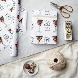 Papel De Presente Aquarela de Rosa de Vinho Tinto Aniversário de 60 