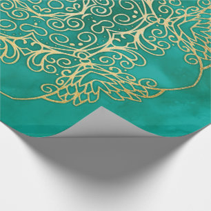 Papel De Presente Aquarela e Dourado Mandala