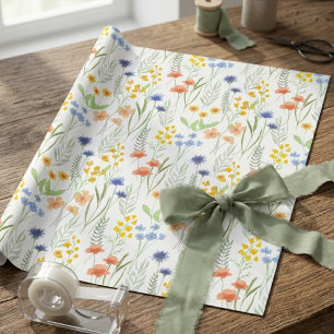 Papel De Presente Aquarela Flor Silvestre 