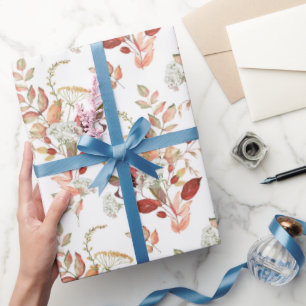Papel De Presente Aquarela Flor Silvestre de Outono