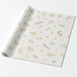 Papel De Presente Aquarela Flor Silvestre de Primavera
