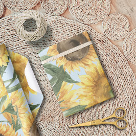 Papel De Presente Aquarela Flor Sunflower Floral
