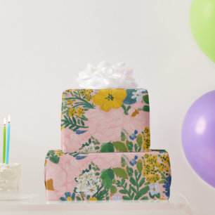Papel De Presente Aquarela Floral Botânica Amarela Branca Vintage 