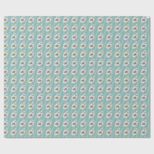 Papel De Presente Aquarela Floral Daisy Ovo de Pato Azul Boho