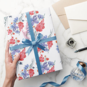 Papel De Presente Aquarela, flores.