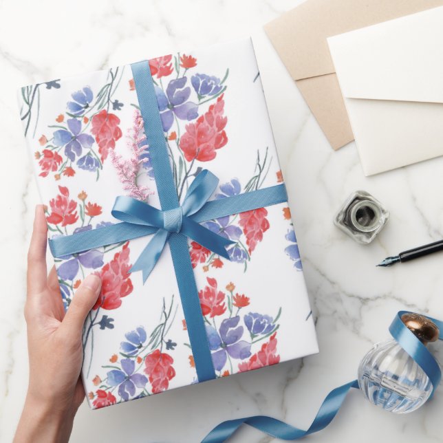 Papel De Presente Aquarela, flores. (Presentear)