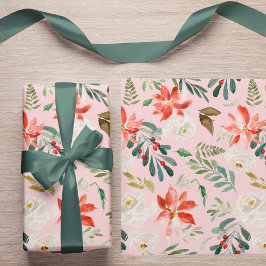 Papel De Presente Aquarela Flores De Inverno Holly Berries Patternad