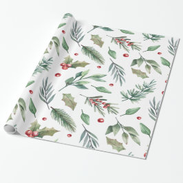 Papel De Presente Aquarela Folhagem de Frutas de Azálea