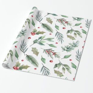 Papel De Presente Aquarela Folhagem de Frutas de Azálea