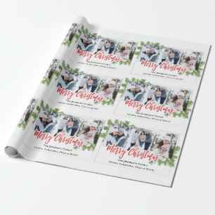 Papel De Presente Aquarela Merry Christmas Pine 3 FOTOS Collage