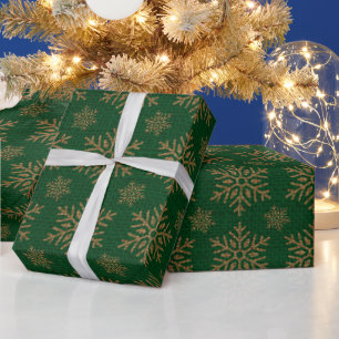 Papel De Presente Aquarela Moderna Azevinho de Natal Dourado Verde