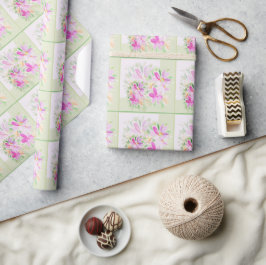 Papel De Presente Aquarela Moderna Boho Lilás Floral Elegante