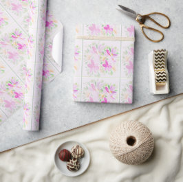 Papel De Presente Aquarela Moderna Boho Violeta Floral Elegante