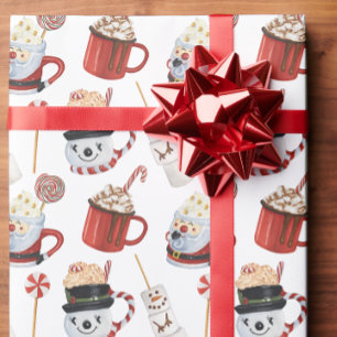 Papel De Presente Aquarela Natal Quente Chocolate