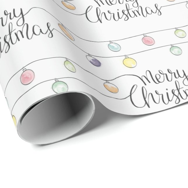 Papel De Presente Aquarela Noite de Natal Feliz Natal (Ponta do rolo)