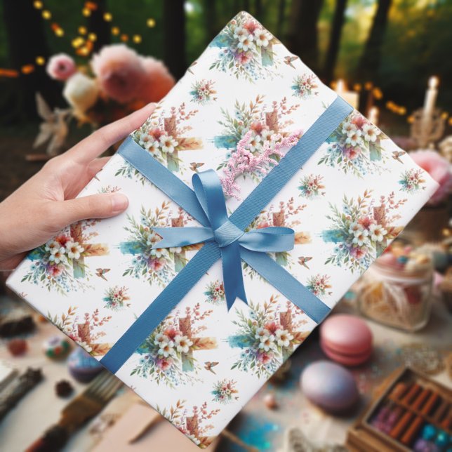 Papel De Presente Aquarela Pastel Floral Cruz Páscoa  (Criador carregado)