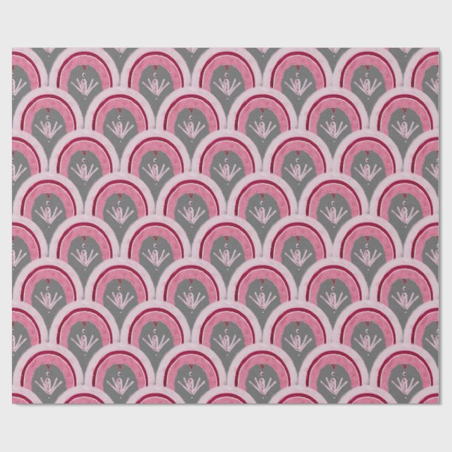 Papel De Presente Aquarela Rosa Clássico Desenhado à Mão (Aberto)