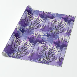 Papel De Presente Aquarela Roxa com Flores