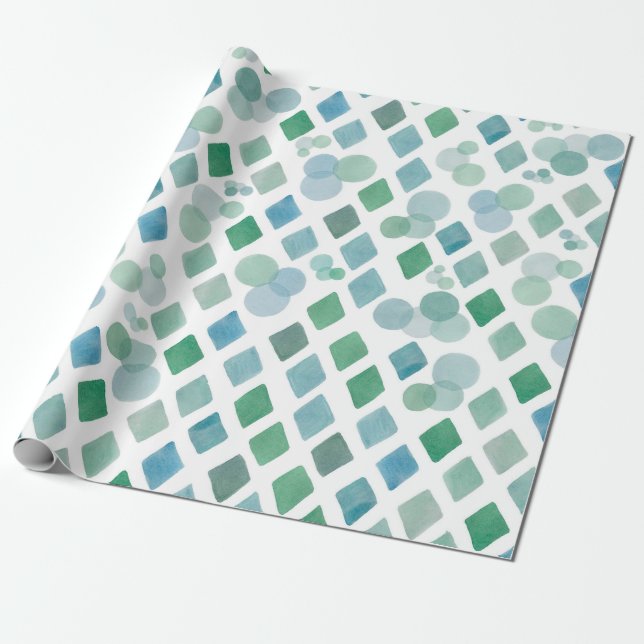 Papel De Presente Aquarela sem emenda em um fundo branco com um  (Desenrolado)