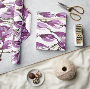 Papel De Presente Aquarela Violeta Roxa Magnolia Art