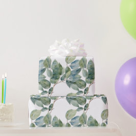 Papel De Presente Aquarelas eucalipto delicado folha verde macia