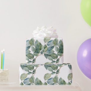 Papel De Presente Aquarelas eucalipto delicado folha verde macia