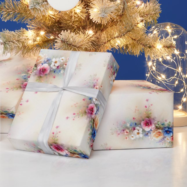 Papel De Presente Aquarell Watercolor Flowers Elegant Template Gift (Feriados)