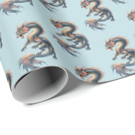 Papel De Presente Aquatic Dragon