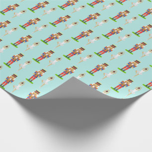 Papel De Presente Aquebrador de nozes e bailarina em azul claro