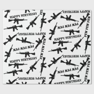 Papel De Presente Ar-15 Themed Birthday Gift Wrap