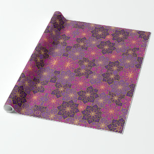 Papel De Presente Árabe Boho Elegante geométrico roxa-rosa marroquin