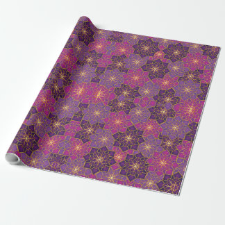 Papel De Presente Árabe Boho Elegante geométrico roxa-rosa marroquin