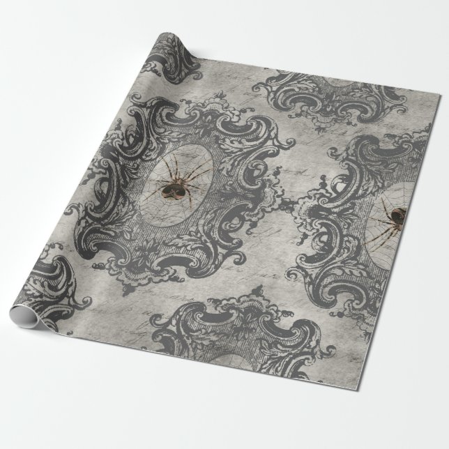 Papel De Presente Aranha grande enquadrada na Cinza leve (Desenrolado)