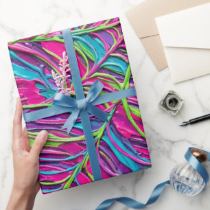 Papel De Presente Aranha Neon Abstrata
