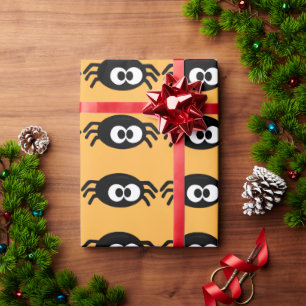 Papel De Presente Aranhas bonitas Amarelo do Dia das Bruxas