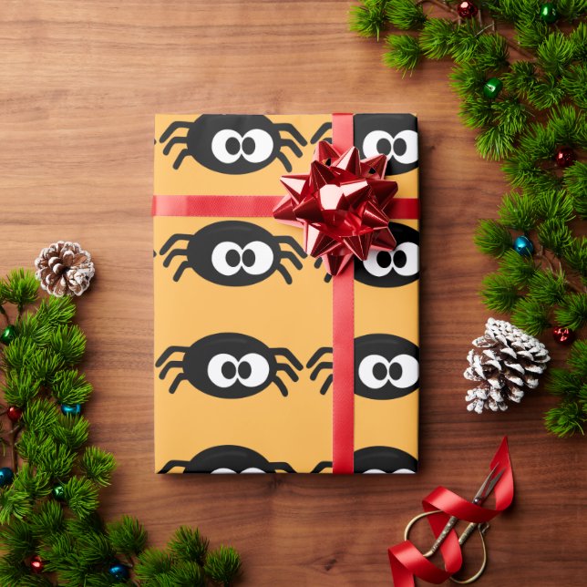 Papel De Presente Aranhas bonitas Amarelo do Dia das Bruxas (Presente de Natal)