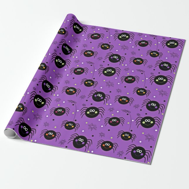 Papel De Presente Aranhas de Halloween Fofas (Desenrolado)