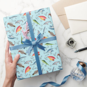 Papel De Presente Aranhas de Pesca do Azul Celeste