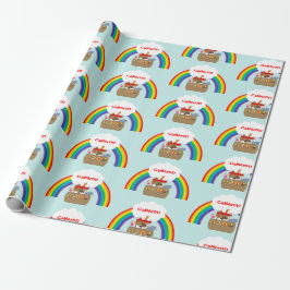 Papel De Presente Arca de Noah Ark Rainbow e Nuvem Personalizadas
