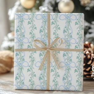 Papel De Presente Arco Azul de Aquarela Natal