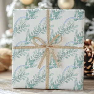 Papel De Presente Arco Azul de Aquarela Natal