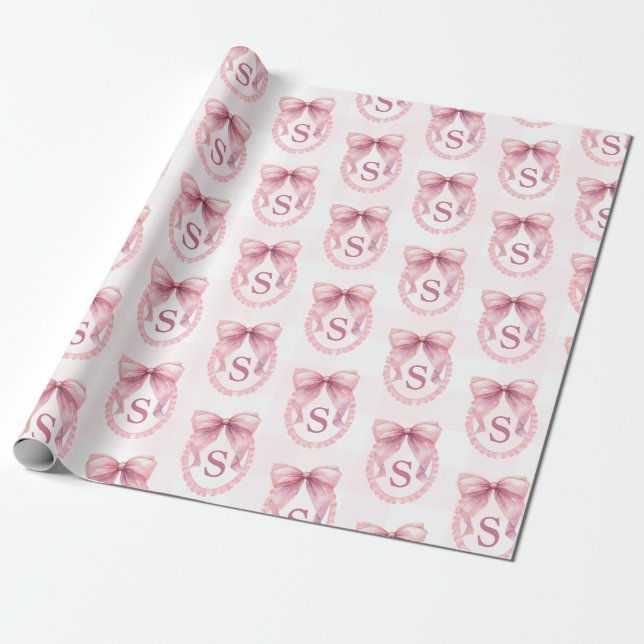 Papel De Presente Arco Coquete Rosa Fofo Inicial Personalizado (Desenrolado)
