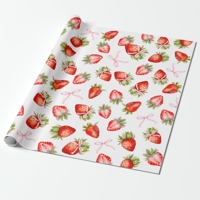 Papel De Presente Arco Coquette Strawberry (Desenrolado)