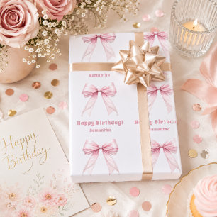 Papel De Presente Arco de aniversário rosa creme menina
