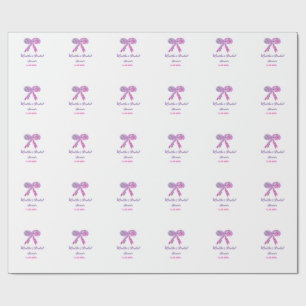 Papel De Presente Arco de casamento brilho brilho rosa roxo nome