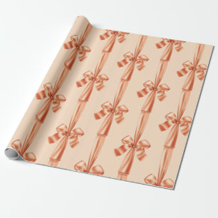 Papel De Presente Arco de Faux Satin de Faux Peach Elegante