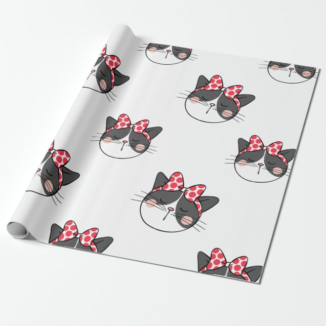 Papel De Presente Arco de Gato Azul (Desenrolado)