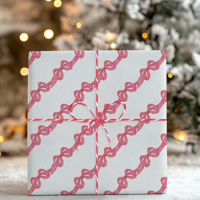 Papel De Presente Arco de Natal com Bolinhas Vermelhas em Aquarela (Criador carregado)